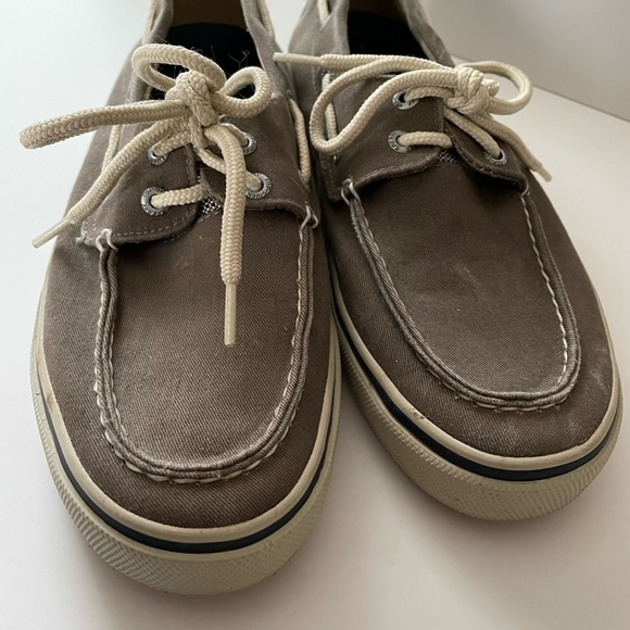 SPERRY Topsider Canvas Boat Shoes Men's 9M Gray/Taupe - Picture 3 of 7